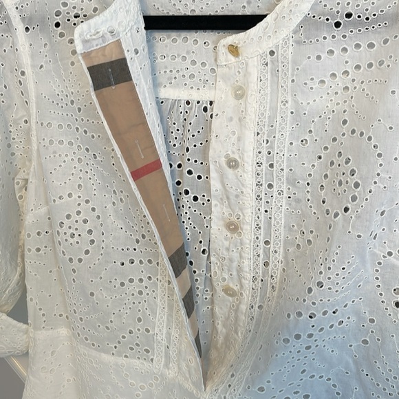 BURBERRY London Daniela Eyelet White Collarless Women’s Shirtdress Size US 6 New - Picture 8 of 17